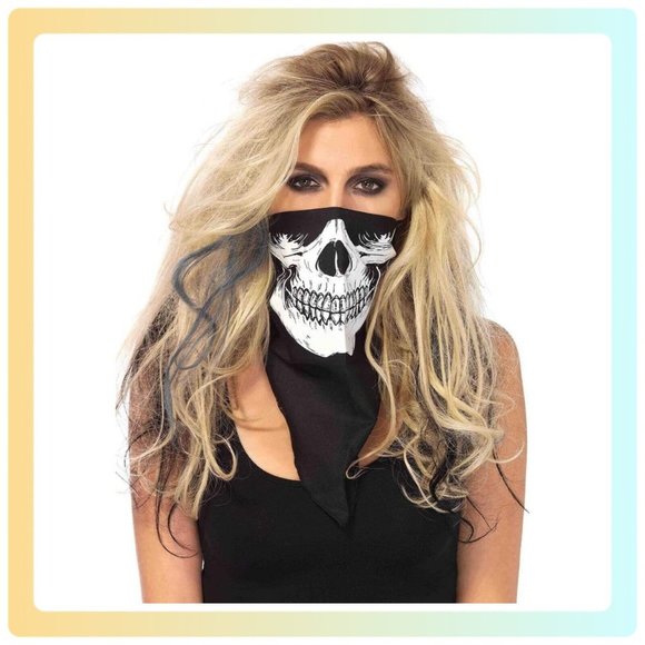 Black Skull Bandana Face Covering Mask 2141 - Picture 1 of 1